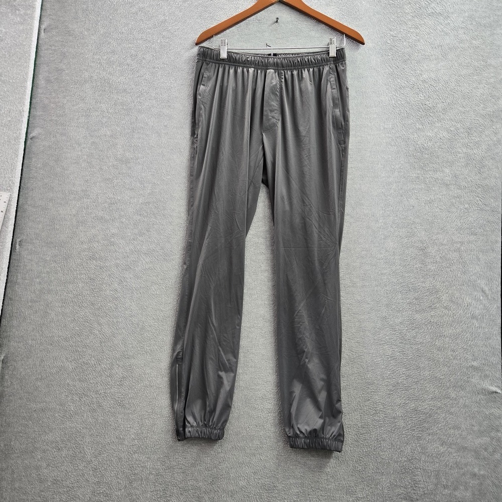 Fourlaps Men Activewear Pants M Gray Jogger RE-UP Zipper 28" Inseam Logo